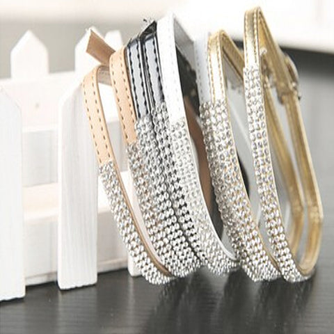 Leather Rhinestone Crystal Shoe Band - Accessories for shoes