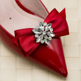 Hand Made Rhinestone Crystal Ribbon Bowtie - Accessories for shoes