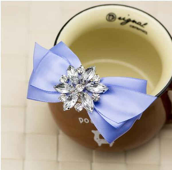 Hand Made Rhinestone Crystal Ribbon Bowtie - Accessories for shoes