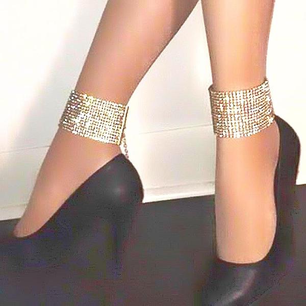 Rhinestone Anklet Bracelet Chain - Accessories for shoes