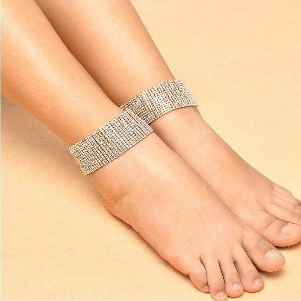 Rhinestone Anklet Bracelet Chain - Accessories for shoes