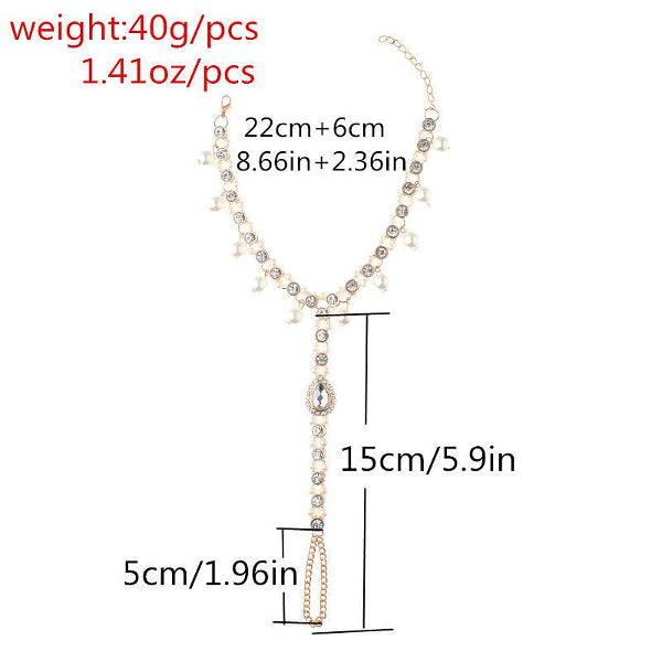 Imitation Pearl Pendant Rhinestone Anklet Chain - Accessories for shoes