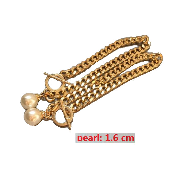 Elegant Pearl Metal Interlock Ankle Chain - Accessories for shoes