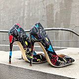 Graffiti Print Stiletto High Heels - Accessories for shoes