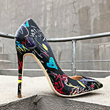 Graffiti Print Stiletto High Heels - Accessories for shoes