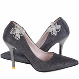 Metal Flower Rhinestone Shoe Clip