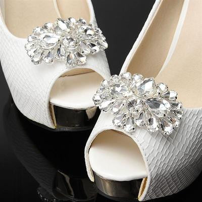 Bridal Shoe Buckles Crystal Rhinestones Shoes Accessories Bow Shoe Clips