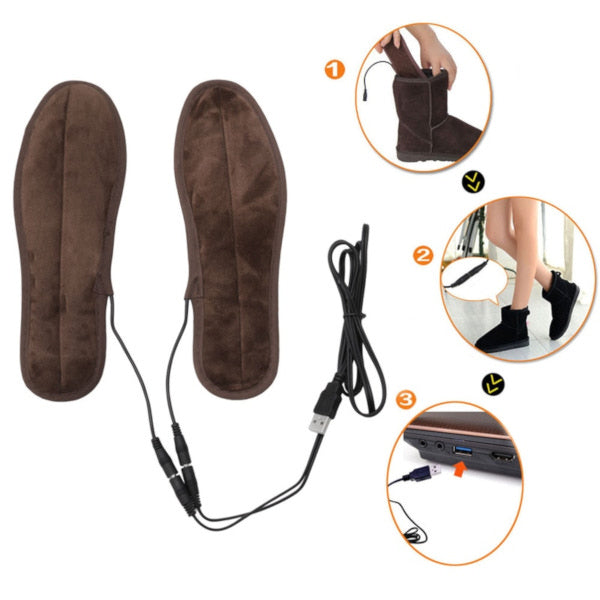 USB Electric Powered Fur Heated Insoles - Accessories for shoes