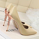 Metal Carved High Heels Pumps - Accessories for shoes