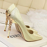 Metal Carved High Heels Pumps - Accessories for shoes