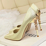 Metal Carved High Heels Pumps - Accessories for shoes