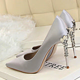 Metal Carved High Heels Pumps - Accessories for shoes