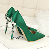 Metal Carved High Heels Pumps - Accessories for shoes