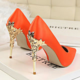 Metal Carved High Heels Pumps - Accessories for shoes