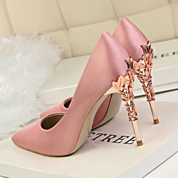 Metal Carved High Heels Pumps - Accessories for shoes