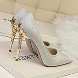 Metal Carved High Heels Pumps - Accessories for shoes