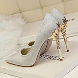 Metal Carved High Heels Pumps - Accessories for shoes