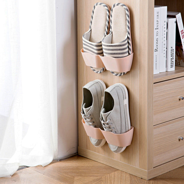 Home Adhesive Wall-mounted Shoe Rack, Space Saving Storage Organizer For  Sport Shoes, Slippers, Bathroom, White