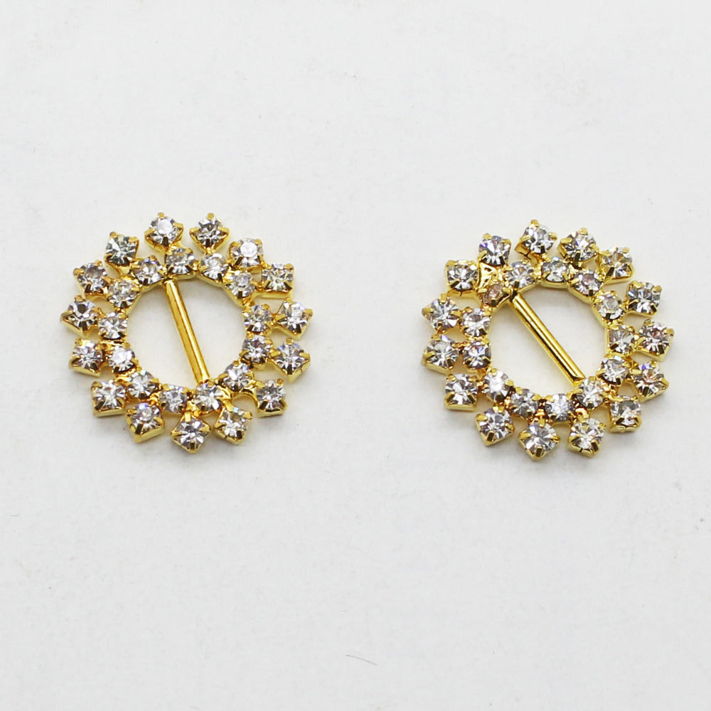 20mm Round Gold Color Rhinestone Buckle - Accessories for shoes